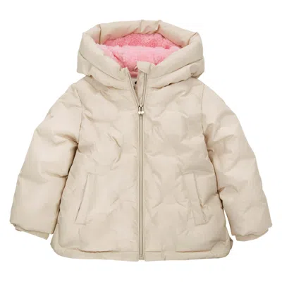 Rokka&rolla Toddler Baby Girls' Heart Pattern Fleece Lined Coat Kids' Puffer Jacket In Neutral