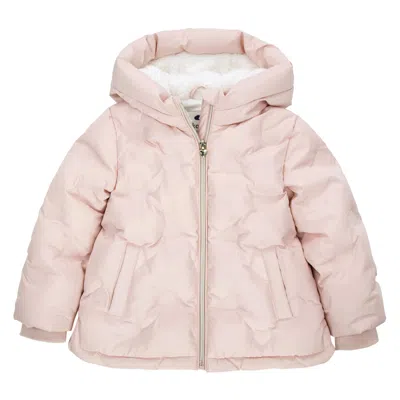 Rokka&rolla Toddler Baby Girls' Heart Pattern Fleece Lined Coat Kids' Puffer Jacket In Pink