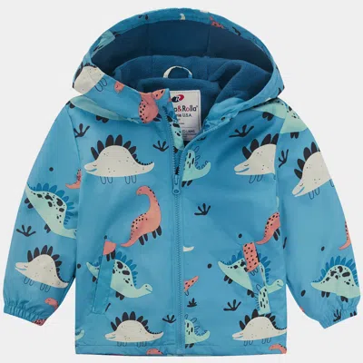 Rokka&rolla Kids' Toddler Boys' Fleece Lined Full Zip Windbreaker Rain Jacket In Blue