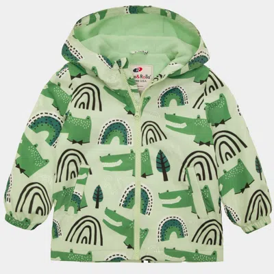 Rokka&rolla Kids' Toddler Boys' Fleece Lined Full Zip Windbreaker Rain Jacket In Green