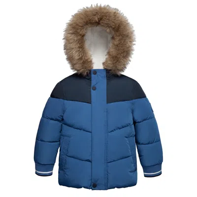 Rokka&rolla Toddler Boys' Fleece Lined Winter Coat Kids' Jacket In Blue