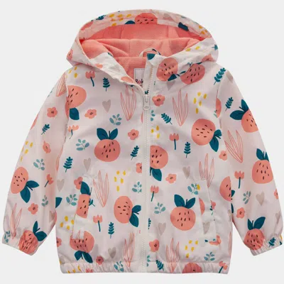 Rokka&rolla Kids' Toddler Girls' Fleece Lined Full Zip Windbreaker Rain Jacket In White