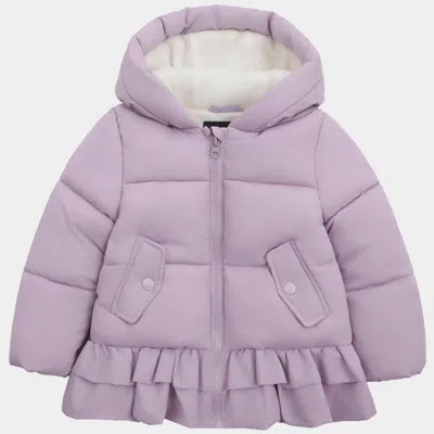 Rokka&rolla Toddler Girls' Ruffle Winter Coat Fleece Lined Kids Jacket In Purple