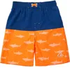 Rokka&rolla Babies'  Toddler Swim Trunks With Mesh Lining Upf 50+ In Blue Orange Shark