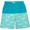 Rokka&rolla Babies'  Toddler Swim Trunks With Mesh Lining Upf 50+ In Teal Blue Shark