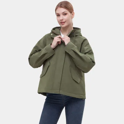 Rokka&rolla Women's Full Zip Jacket Hooded Windbreaker In Green