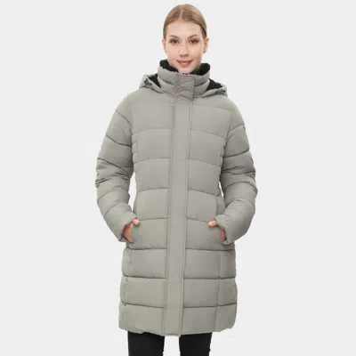 Rokka&rolla Women's Insulated Long Winter Coat Fleece Hood Parka Jacket In White
