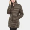 Rokka&rolla Women's Light Long Coat Packable Puffer Jacket In Green