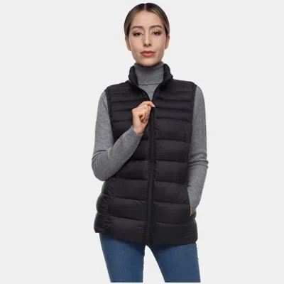Rokka&rolla Women's Quilted Puffer Vest In Black