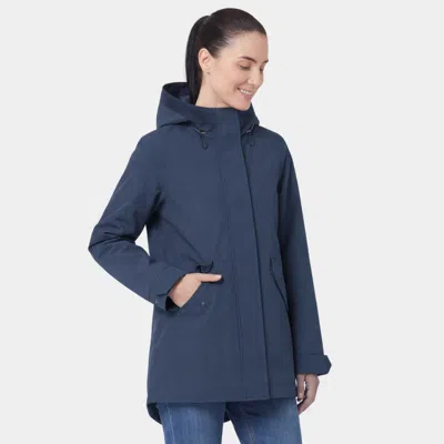 Rokka&rolla Women's Stand Collar Trench Coat Windbreaker Jacket In Blue