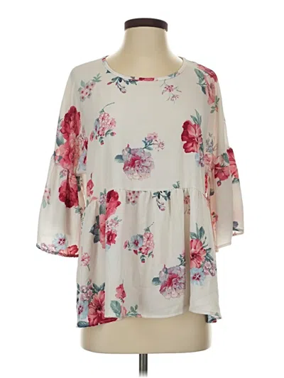 Pre-owned Rokoko 3/4 Sleeve Blouse In Ivory