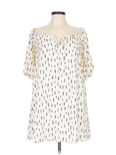 Pre-owned Rokoko By Dazz Short Sleeve Blouse In White