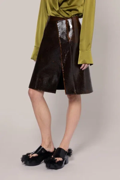 Roksanda Adil Faux Leather Skirt In Brown