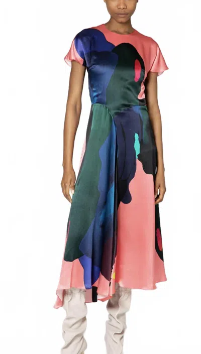 Roksanda Adriana Silk Dress In Amaranth In Multi