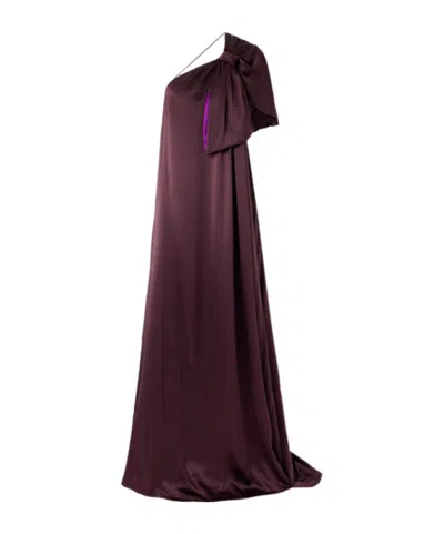 Roksanda Aeris Draped One-shoulder Silk-satin Gown In Burgundy