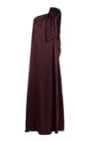 Roksanda Aeris Draped One-shoulder Silk-satin Gown In Brown