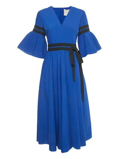 Pre-owned Roksanda Amalia Pleated Midi Dress In Blue