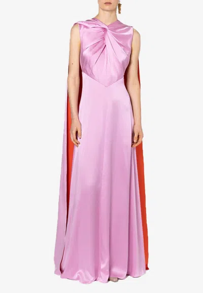 Roksanda Amanita Caped Silk Gown In Pink