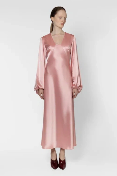 Roksanda Womens Rose Clair Capsule Amori Long-sleeve Satin Midi Dress In Pink