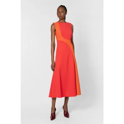 Roksanda Aras Sleevless Midi Dress In Orange