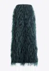 Roksanda Arion Fringed Woven Midi Pencil Skirt In Blue