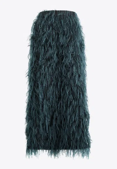 ROKSANDA ARION FEATHERED MIDI SKIRT