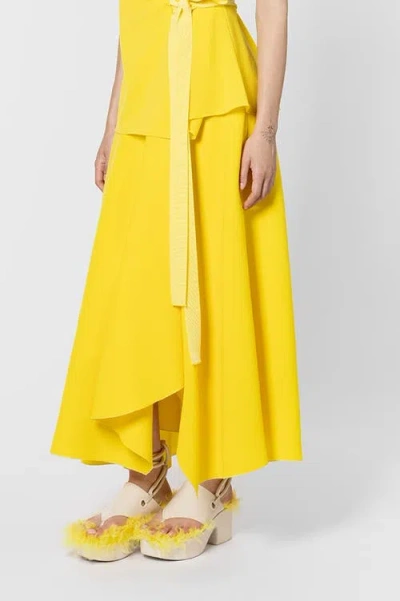 Roksanda Asha Crepe Midi Skirt In Yellow