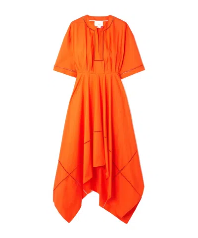 Roksanda Asymmetric Organic Cotton-poplin Midi Dress In Orange