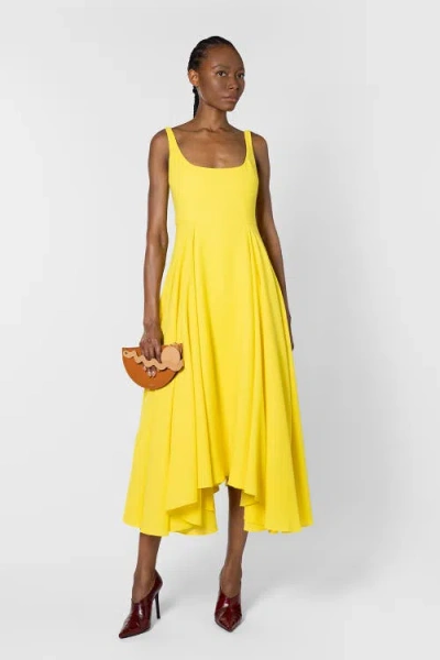 Roksanda Awn Crepe Floaty Midi Dress In Yellow