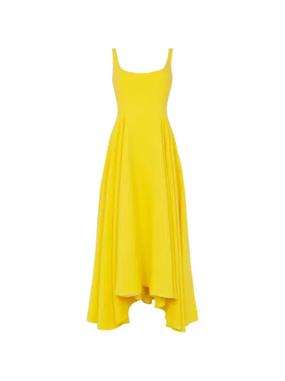 Roksanda Awn Pleated Asymmetric Dress In Yellow