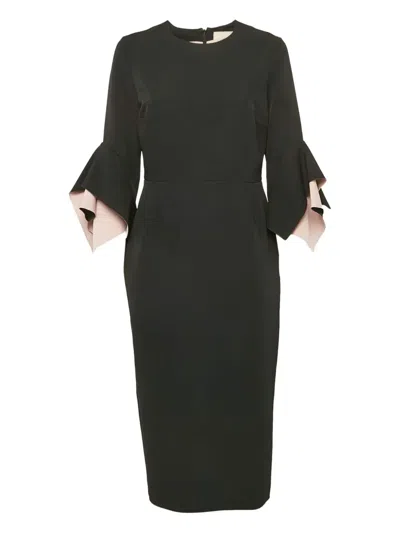 Pre-owned Roksanda Bell-sleeve Crepe Dress In Black