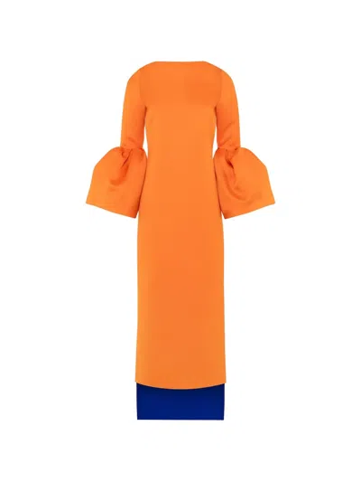 Roksanda Bell-sleeve Bardot Midi Dress In Orange