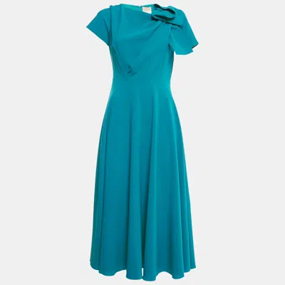 Pre-owned Roksanda Blue Crepe Ruffled Midi Dress M