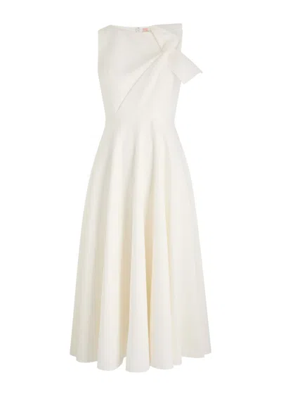 Roksanda Brigitte Pleated Midi Dress In Ivory | ModeSens