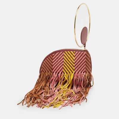 Pre-owned Roksanda Burgundy/multicolor Leather Eartha Fringe Pouch