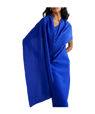 Roksanda Cape-effect Draped Crepe Midi Dress In Blue
