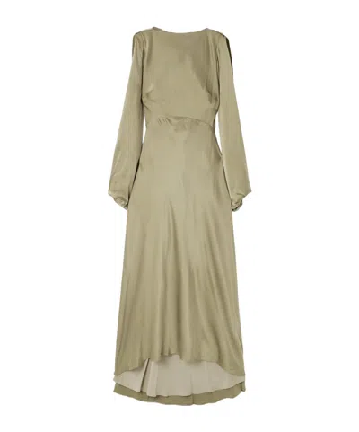 Roksanda Cape-effect Silk-satin Maxi Dress In Green