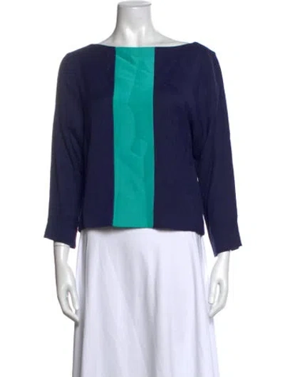 Pre-owned Roksanda Colorblock Pattern Bateau Neckline Top In Blue