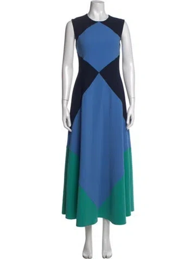 Pre-owned Roksanda Colorblock Pattern Long Dress In Blue