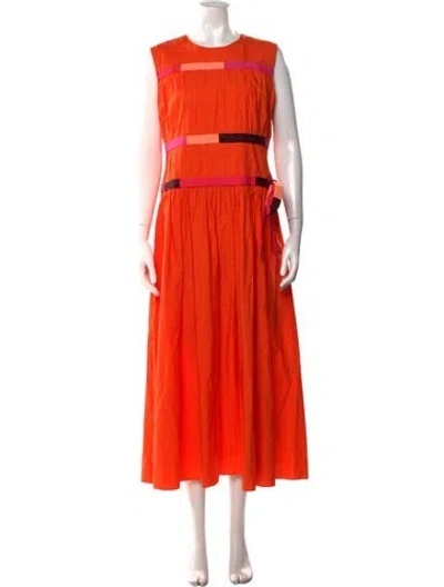 Pre-owned Roksanda Colorblock Pattern Long Dress In Orange