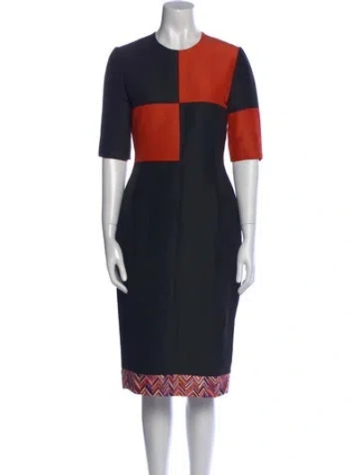 Pre-owned Roksanda Colorblock Pattern Midi Length Dress In Black