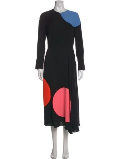 Pre-owned Roksanda Colorblock Pattern Midi Length Dress In Black