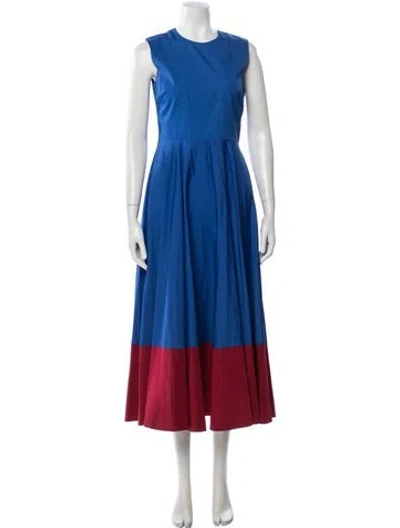 Pre-owned Roksanda Colorblock Pattern Midi Length Dress In Blue