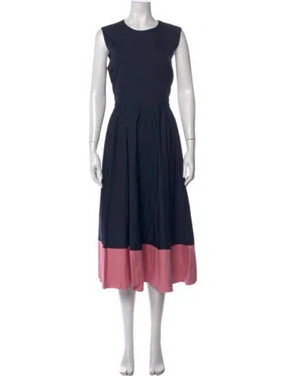 Pre-owned Roksanda Colorblock Pattern Midi Length Dress In Blue