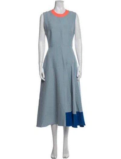 Pre-owned Roksanda Colorblock Pattern Midi Length Dress In Blue