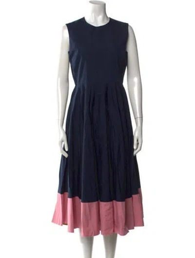 Pre-owned Roksanda Colorblock Pattern Midi Length Dress In Blue
