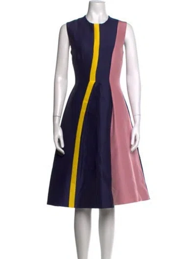 Pre-owned Roksanda Colorblock Pattern Midi Length Dress In Blue