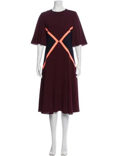 Pre-owned Roksanda Colorblock Pattern Midi Length Dress In Burgundy
