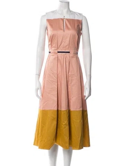 Pre-owned Roksanda Colorblock Pattern Midi Length Dress In Orange