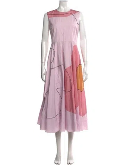Pre-owned Roksanda Colorblock Pattern Midi Length Dress In Pink